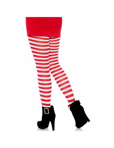 LEG AVENUE - WHITE/RED STRIPED TIGHTS