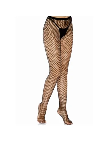 LEG AVENUE - BLACK CROTCHLESS NET STOCKINGS