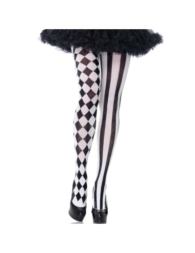 LEG AVENUE - BLACK/WHITE HARLEQUIN TIGHTS