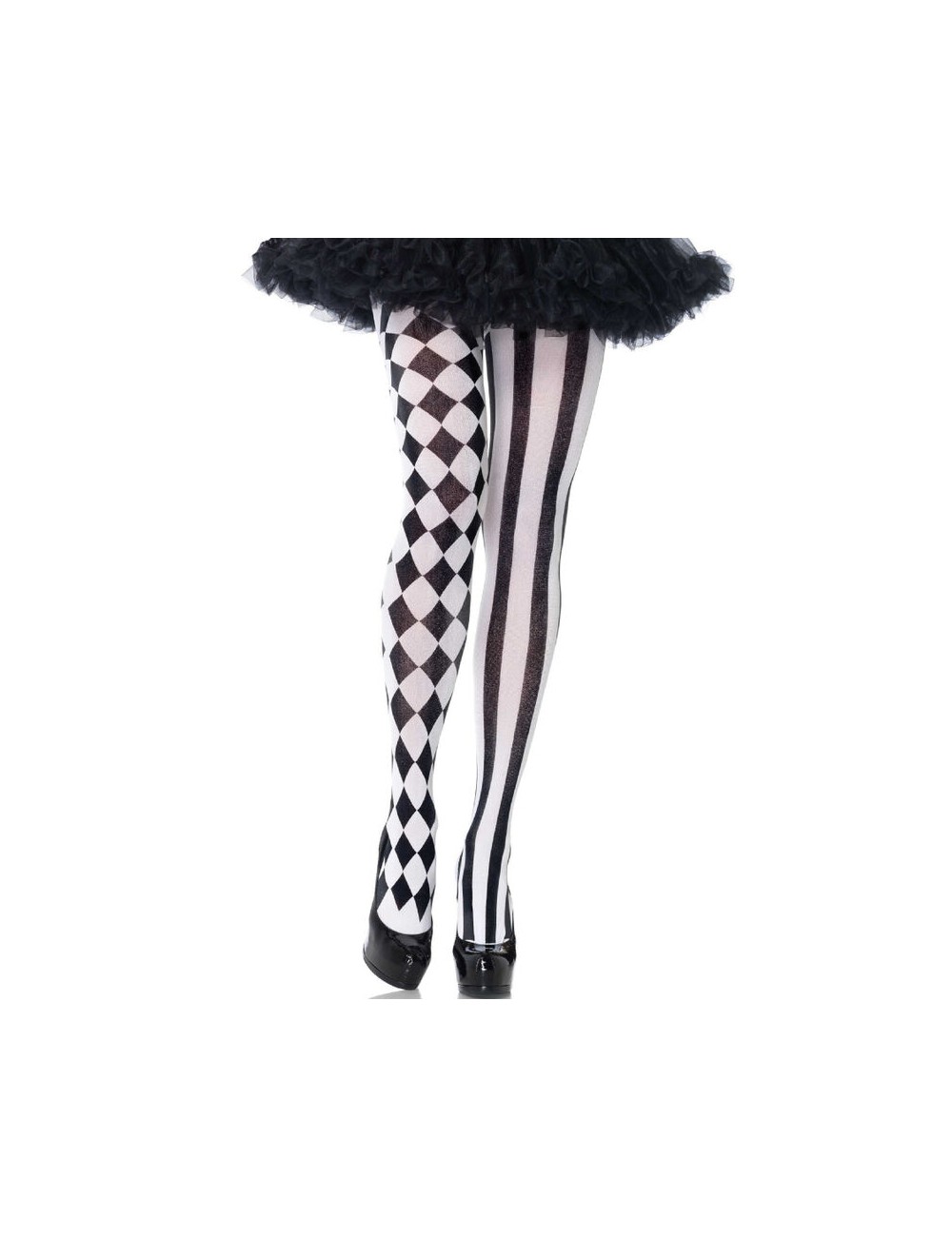 LEG AVENUE - BLACK/WHITE HARLEQUIN TIGHTS