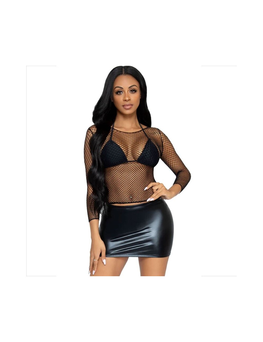LEG AVENUE - FISHNET LONG SLEEVE T-SHIRT BLACK LEG AVENUE - FISHNET LONG SLEEVE T-SHIRT BLACK