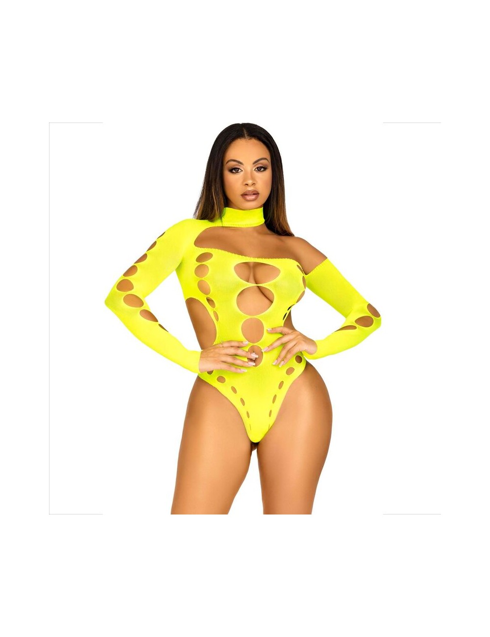 LEG AVENUE - BODYSUIT SEAMLESS WITH THONG YELLOW