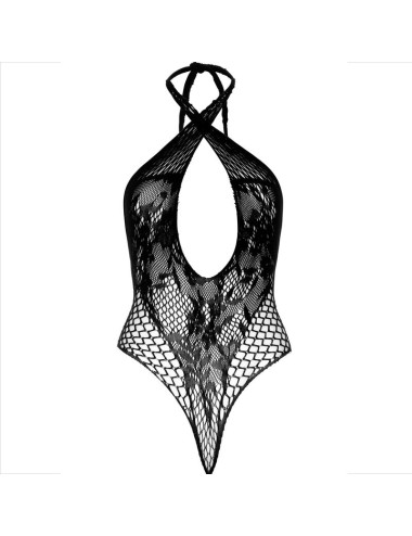 LEG AVENUE - TEDDY HALTER WITH LACE BLACK