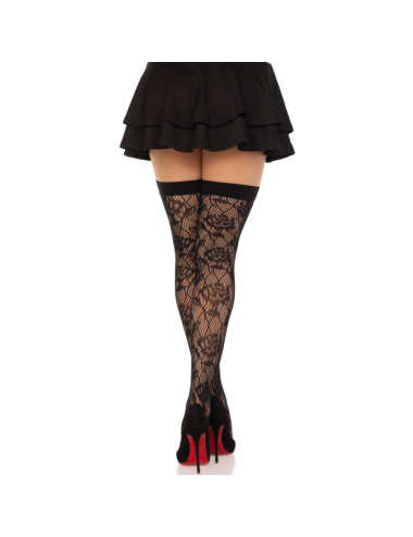 LEG AVENUE - WILD ROSES NET STOCKS BLACK