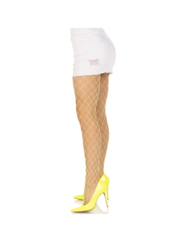 LEG AVENUE - DIAMOND FISHNNET PANTYHOSE YELLOW