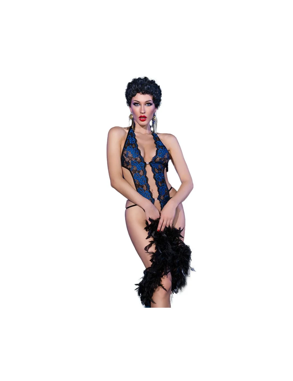 CHILIROSE - CR 4479 BODYSUIT CROTCHLESS BLUE S/M CHILIROSE - CR 4479 BODYSUIT CROTCHLESS BLUE S/M
