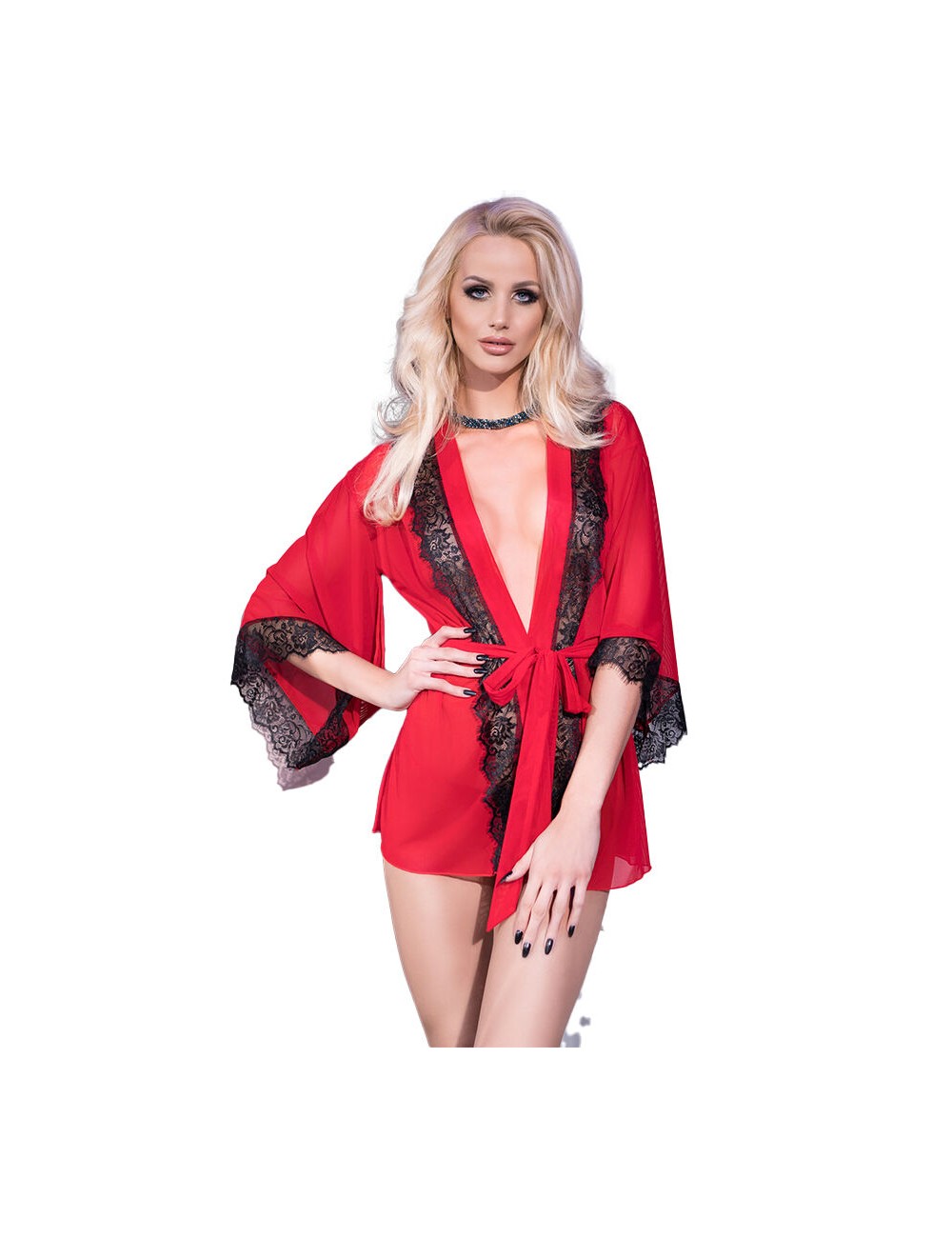 CHILIROSE - CR 4113 PEGNOIR RED S/M CHILIROSE - CR 4113 PEGNOIR RED S/M