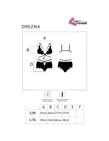 LIVCO CORSETTI FASHION - DREZNA LC 90733 BRA + PANTY BLACK L/XL