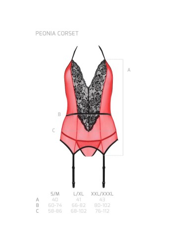 PASSION - PEONIA CORSET EROTIC LINE RED S/M