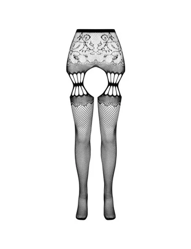 PASSION - S027 BLACK TIGHTS WITH GARTER ONE SIZE