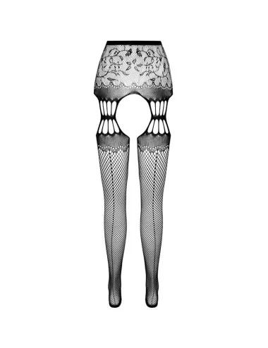 PASSION - S027 BLACK TIGHTS WITH GARTER ONE SIZE