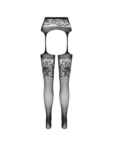 PASSION - S029 BLACK TIGHTS WITH GARTER ONE SIZE