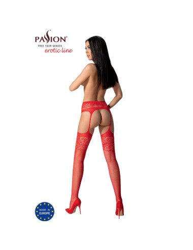 PASSION - S029 RED STOCKINGS WITH GARTER ONE SIZE