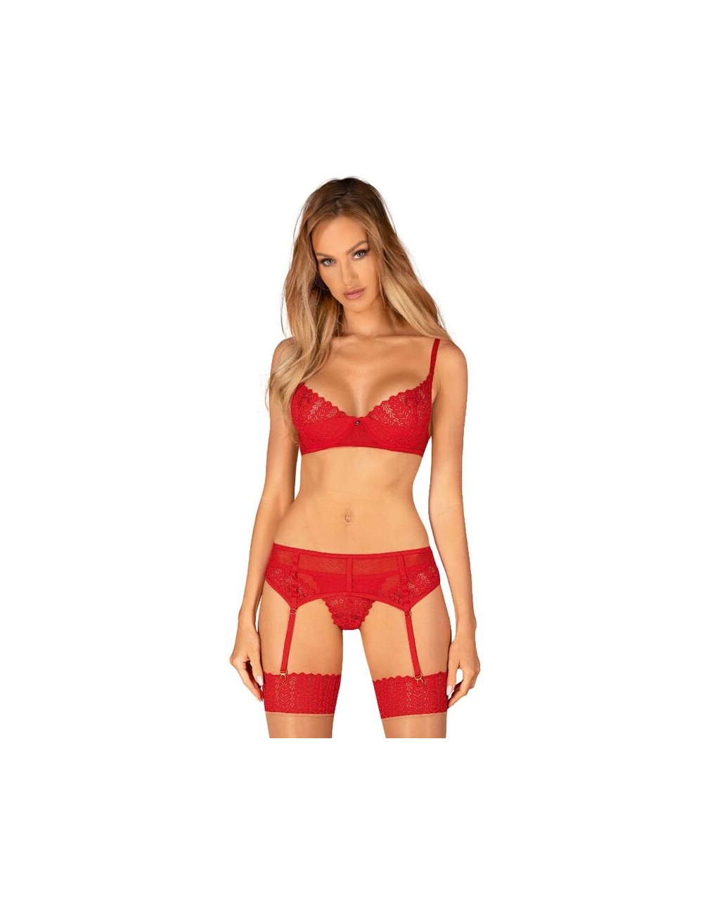OBSESSIVE - INGRIDIA SET THREE PIECES RED XS/S OBSESSIVE - INGRIDIA SET THREE PIECES RED XS/S