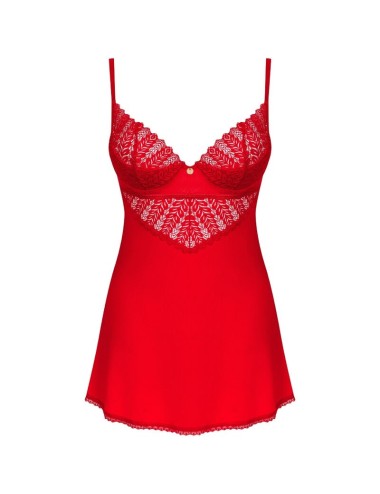 OBSESSIVE - INGRIDIA CHEMISE & THONG RED XS/S