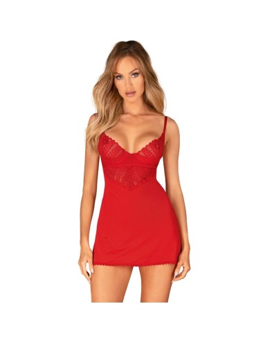 OBSESSIVE - INGRIDIA CHEMISE & THONG RED XL/XXL