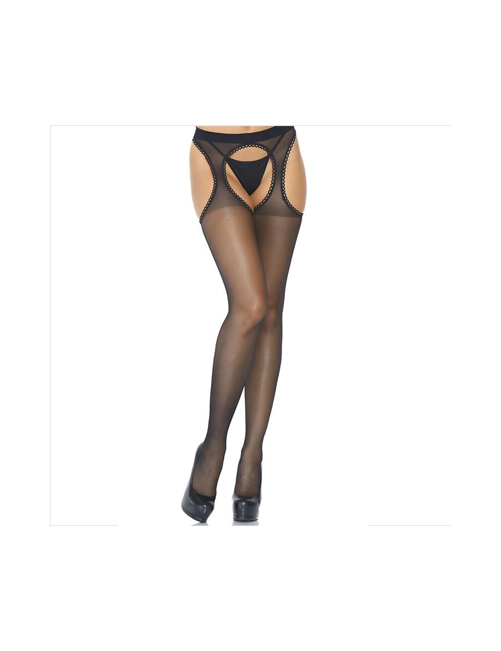 LEG AVENUE - TRANSPARENT GARTER STOCKINGS