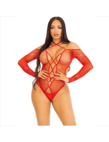 LEG AVENUE - BODY CROTHLESS WITH GLOSS RED