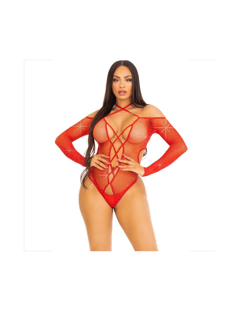 LEG AVENUE - BODY CROTHLESS WITH GLOSS RED LEG AVENUE - BODY CROTHLESS WITH GLOSS RED