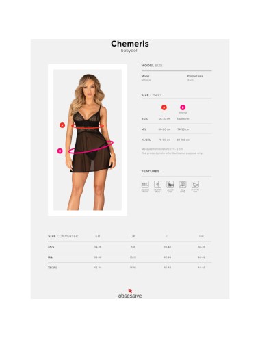 OBSESSIVE - CHEMERIS SET BADYDOLL & THONG XS/S