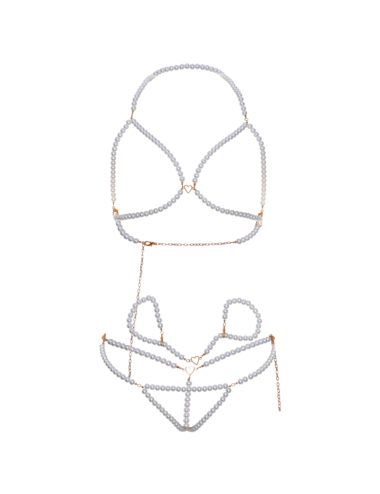 LEG AVENUE - BRA WRISTBANDS & PEARL THONG SET