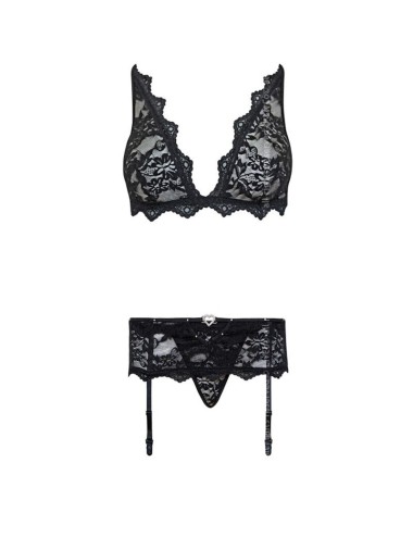 LIVCO CORSETTI FASHION - BELITA LC 90231 BRA + PANTY + GARTER BELT BLACK S/M