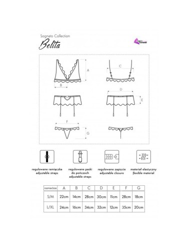 LIVCO CORSETTI FASHION - BELITA LC 90231 BRA + PANTY + GARTER BELT BLACK L/XL