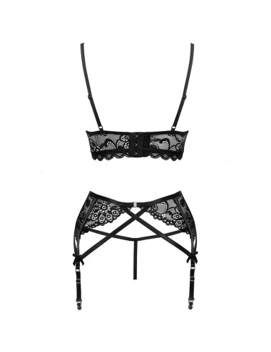 LIVCO CORSETTI FASHION - MORIDAM LC 90552 BRA + GARTER BELT + PANTY NEGRO L/XL