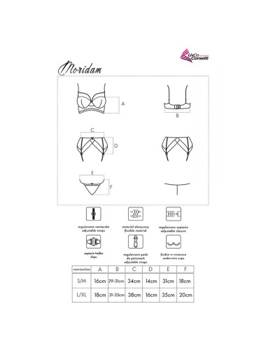 LIVCO CORSETTI FASHION - MORIDAM LC 90552 BRA + GARTER BELT + PANTY NEGRO L/XL