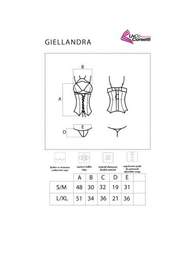LIVCO CORSETTI FASHION - GIELLANDRA FOR THE SENSES COLLECTION CORSET + PANTY BLACK L/XL