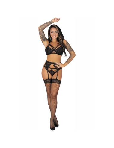 LIVCO CORSETTI FASHION - POJZON LC 90670 BRA + GARTER BELT + STOCKINGS + PANTY BLACK