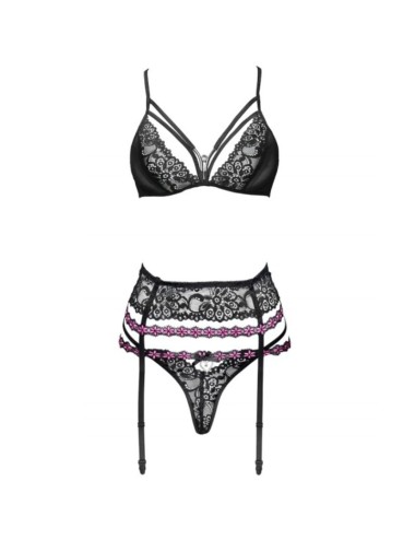 LIVCO CORSETTI FASHION - SNEHANA LC 90443 BRA + GARTER BELT + PANTY BLACK L/XL