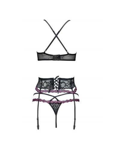 LIVCO CORSETTI FASHION - SNEHANA LC 90443 BRA + GARTER BELT + PANTY BLACK L/XL