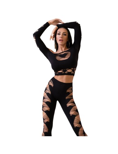 CHILIROSE - CR 4436 TOP & LEGGINS BLACK S/L