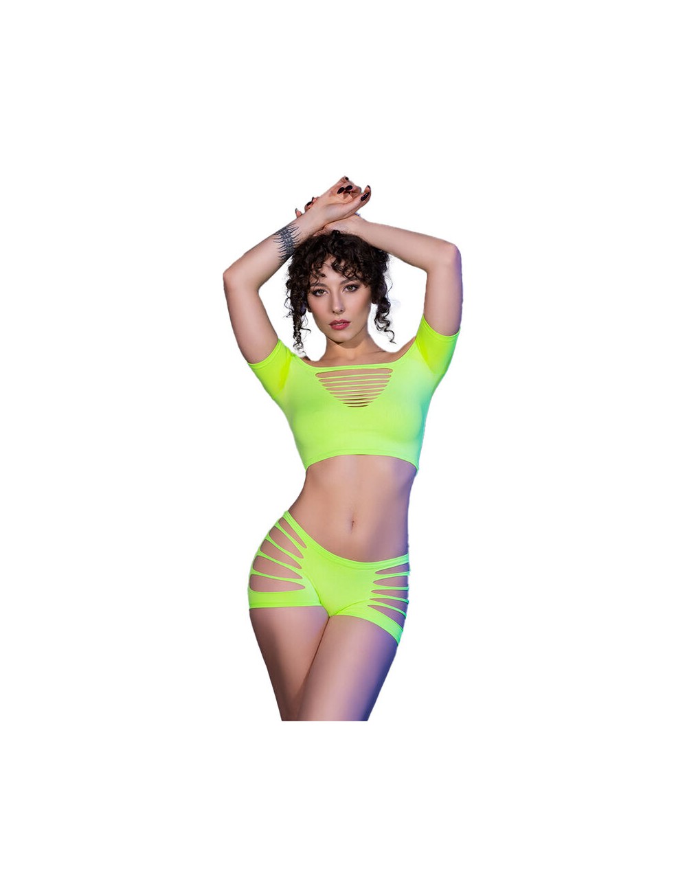 CHILIROSE - CR 4433 TOP & SHORTS GREEN S/M