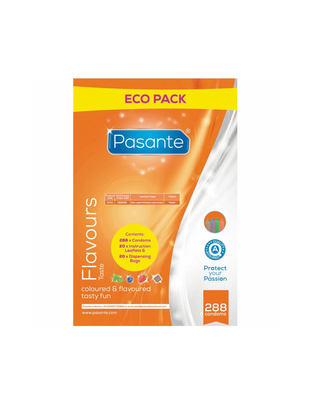 PASANTE - CONDOMS ECO PACK FLAVORS BAG 288 UNITS PASANTE - CONDOMS ECO PACK FLAVORS BAG 288 UNITS