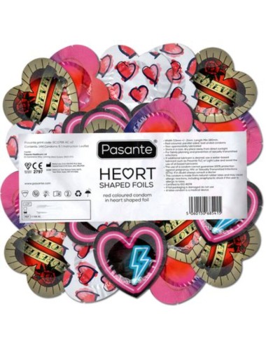 PASANTE - CONDOMS RED HEART SHAPE BAG 144 UNITS