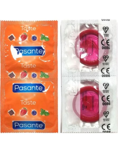 PASANTE - CONDOMS FLAVOR STRAWBERRY BAG 144 UNITS