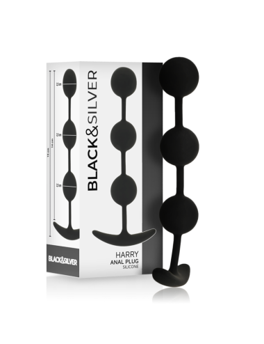 BLACK&SILVER - HARRY ANAL ROSARY 3 SILICONE SPHERES 14 CM