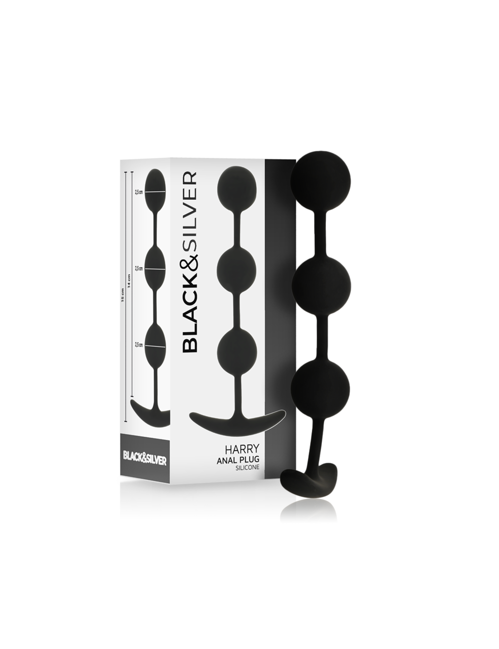 BLACK&SILVER - HARRY ANAL ROSARY 3 SILICONE SPHERES 14 CM