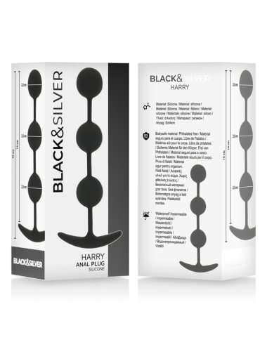 BLACK&SILVER - HARRY ANAL ROSARY 3 SILICONE SPHERES 14 CM