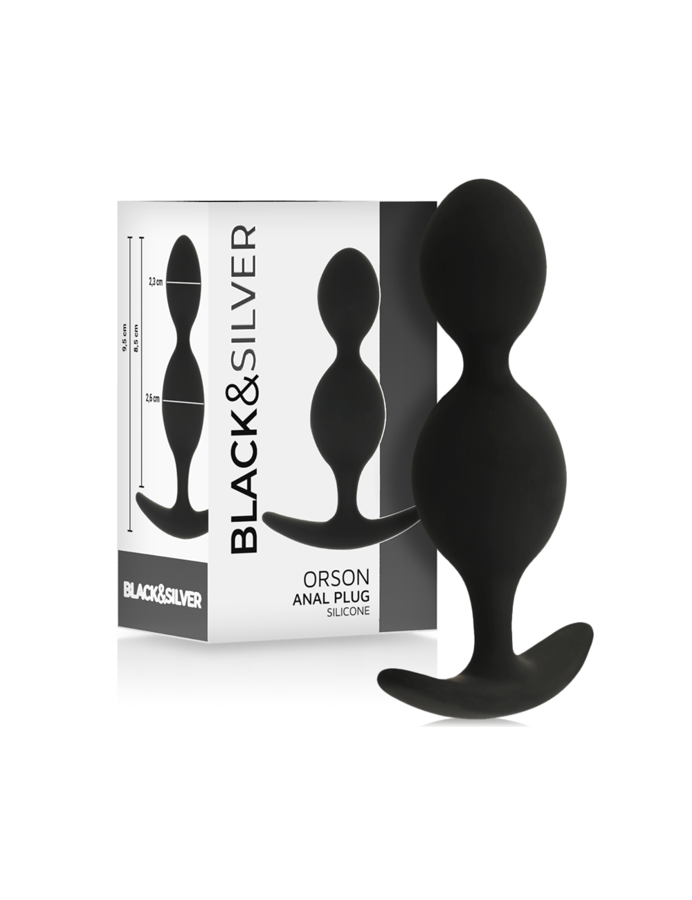 BLACK&SILVER - ORSON PLUG SILICONE 2 ANAL WAVES 9 CM
