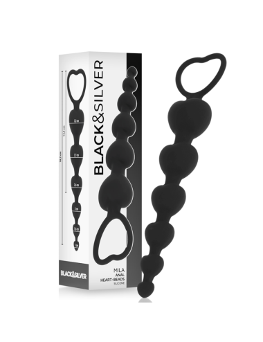 BLACK&SILVER - MILA ANAL CHAIN OF HEARTS 18 CM