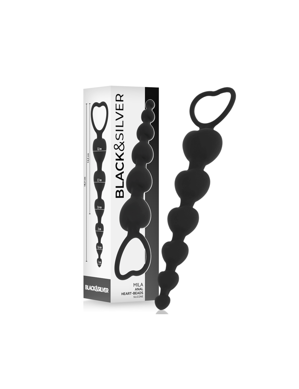 BLACK&SILVER - MILA ANAL CHAIN OF HEARTS 18 CM