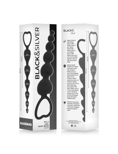 BLACK&SILVER - MILA ANAL CHAIN OF HEARTS 18 CM