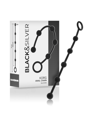 BLACK&SILVER - KORG ANAL ROSARY SILICONE INITIATION 21 CM
