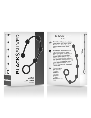 BLACK&SILVER - KORG ANAL ROSARY SILICONE INITIATION 21 CM