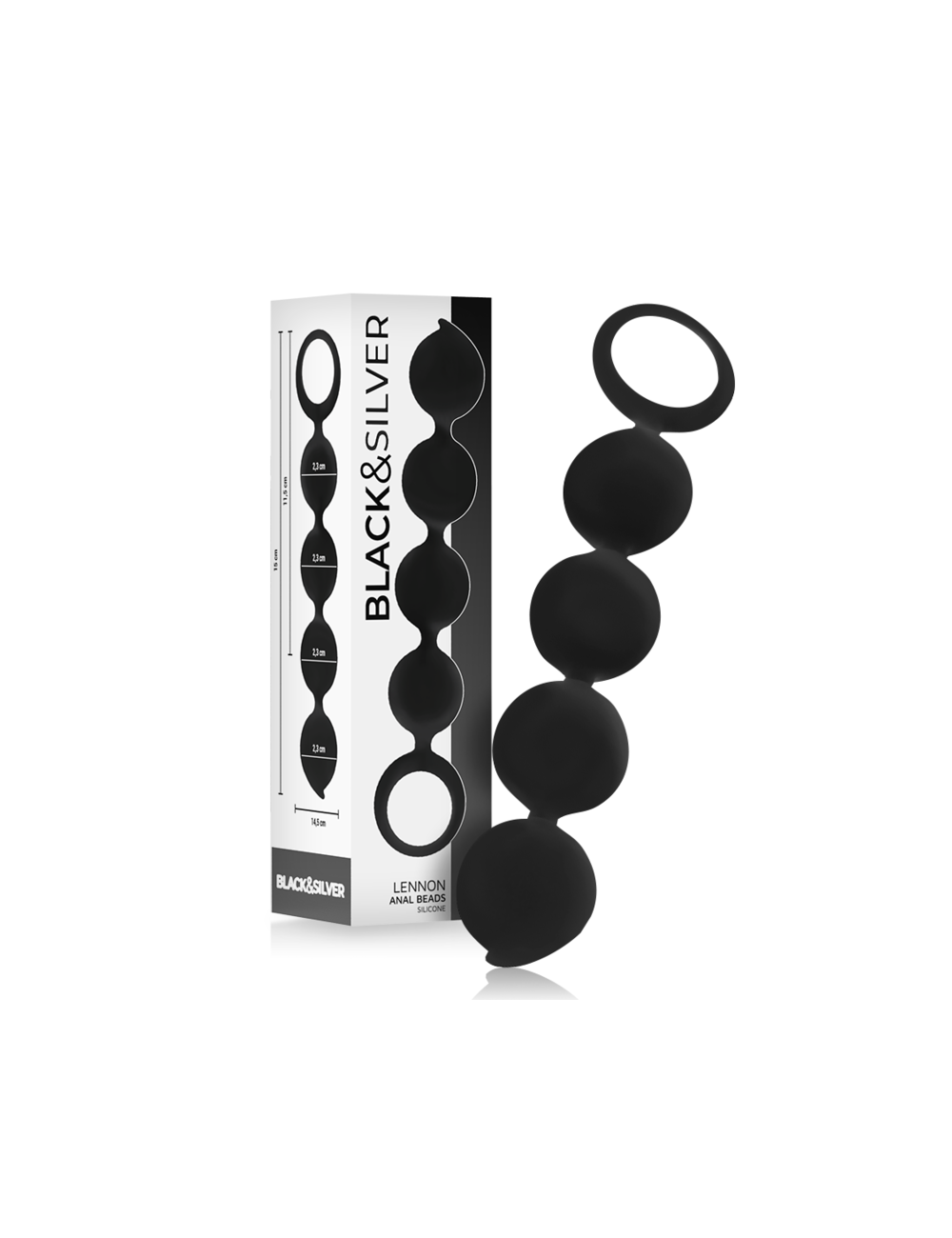 BLACK&SILVER - LENNON ANAL ROSARY 4 SILICONE SPHERES 15 CM
