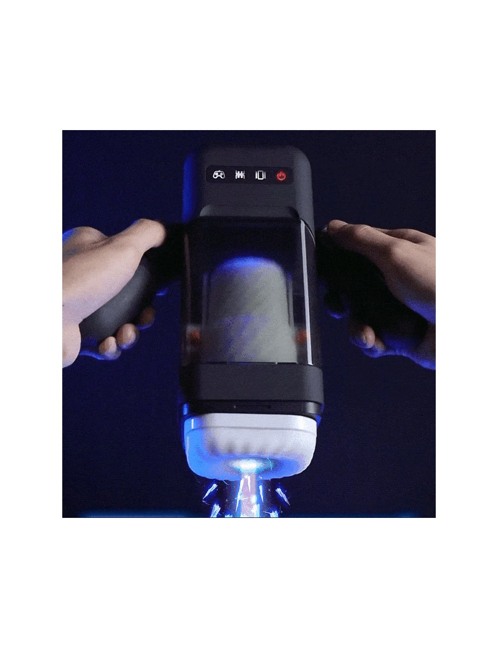 GAME CUP - THRUSTING VIBRATION MASTURBATOR WITH HEATING FUNCTION AND MOBILE SUPPORT - BLACK