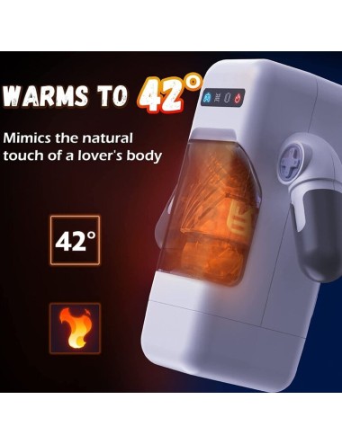 GAME CUP - THRUSTING VIBRATION MASTURBATOR WITH HEATING FUNCTION AND MOBILE SUPPORT - BLACK